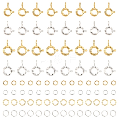 20Pcs 2 Styles Brass Spring Ring Clasps KK-YW0004-53-1