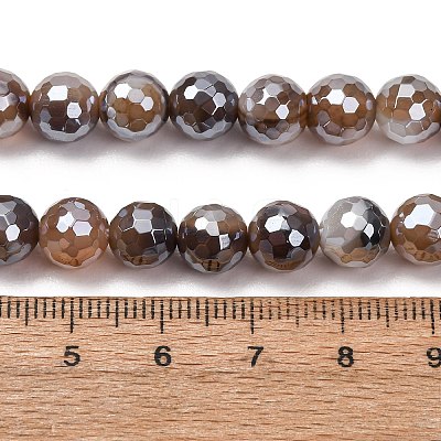 Electroplated Natural Agate Beads Strands G-B191-A07-8mm-12-1