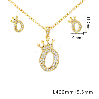 Brass Micro Pave Clear Cubic Zirconia Pendant Necklaces & Stud Earrings Sets FS-WG8C370-15-1