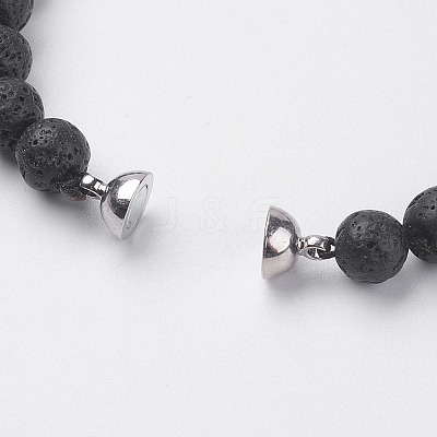 Natural Lava Rock Beads Stretch Bracelets BJEW-I241-16G-1
