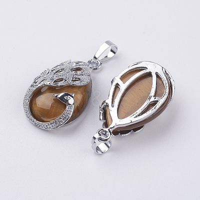 Natural Tiger Eye Pendants G-E442-04K-1
