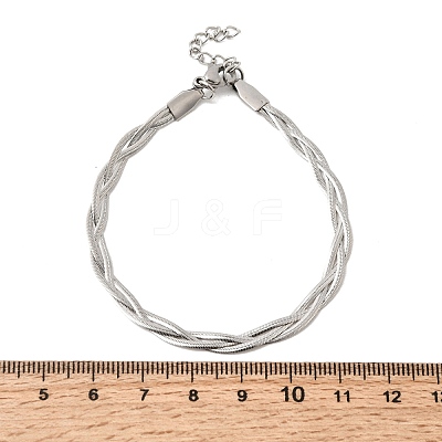 304 Stainless Steel Interlocking Herringbone Chain Bracelet for Women BJEW-K240-08B-P-1