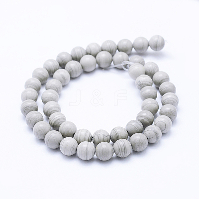 Natural Silver Line Jasper Beads Strands X-G-F531-8mm-O-1