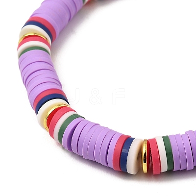 5Pcs 5 Color Polymer Clay Heishi Surfer Stretch Bracelets Set BJEW-JB09862-1