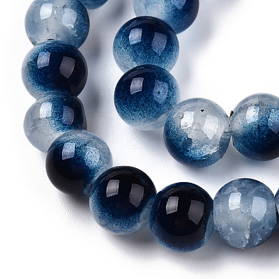 Crackle Baking Paint Imitation Jade Glass Beads Strands DGLA-T003-10mm-15-1