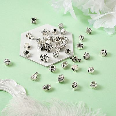 40Pcs 20 Style Zinc Alloy European Beads FIND-KS0001-20-1