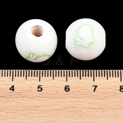 Printed Wood European Beads WOOD-G029-03B-1