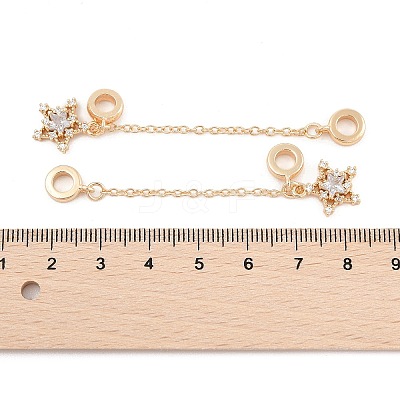 Rack Plating Star Brass Clear Cubic Zirconia European Safety Chains KK-F879-23G-1