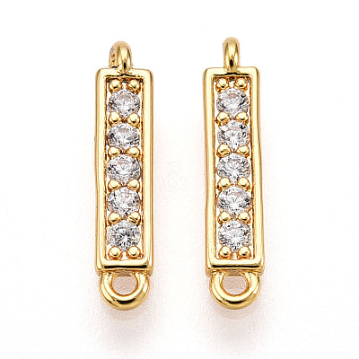Brass Micro Pave Clear Cubic Zirconia Connector Charms KK-N261-79G-1