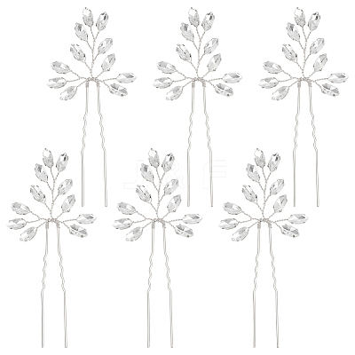 6Pcs Alloy Rhinestone Hair Sticks for Women OHAR-FG0001-08S-1