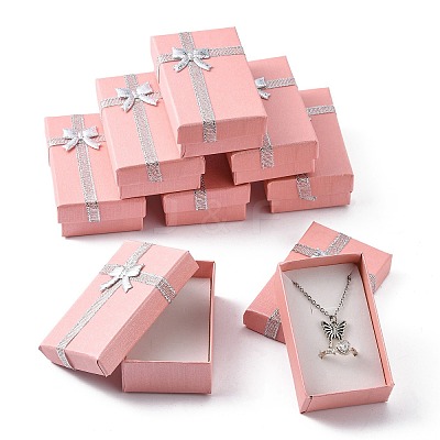 Valentines Day Wife Gifts Packages Cardboard Jewelry Set Boxes with Bowknot and Sponge Inside CBOX-R013-4-1