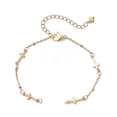 304 Stainless Steel Cross Link Chain Bracelet Making AJEW-JB01380-01-1