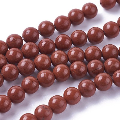 Natural Red Jasper Beads Strands X-G-F348-01-6mm-A-1