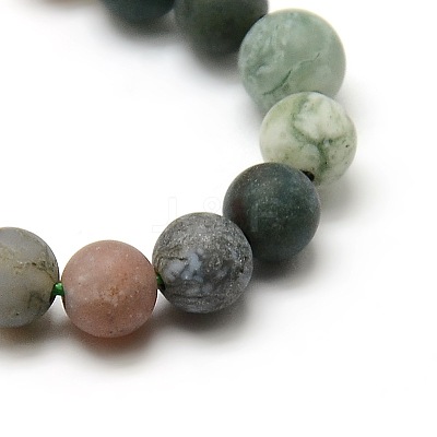 Frosted Natural Indian Agate Round Bead Strands G-M063-8mm-01-1