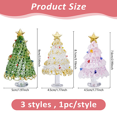 3Pcs 3 Styles Glass Christmas Tree Display Decorations DIY-DC0008-25-1