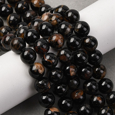 Natural Black Tourmaline Beads Strands X-G-F666-05A-8mm-1