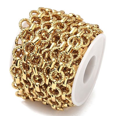304 Stainless Steel Textured Ring Link Chains CHS-K023-11B-G-1