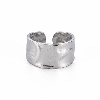 Non-Tarnish 304 Stainless Steel Hammered Cuff Ring X-RJEW-N038-045P-1