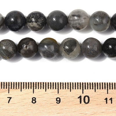 Natural Black Flower Amazonite Beads Strands G-G184-A05-01-1
