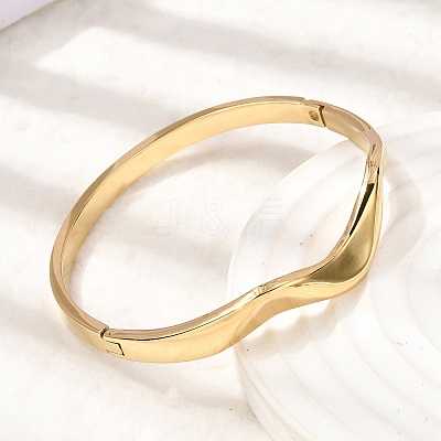 Curved 304 Stainless Steel Hinged Bangles for Women BJEW-B168-07G-1