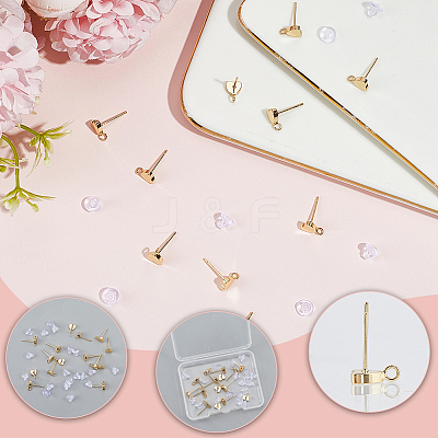 Brass Stud Earring Findings KK-BBC0028-29B-1