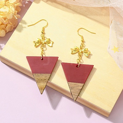 Resin & Walnut Wood Dangle Earrings EJEW-JE05507-01-1