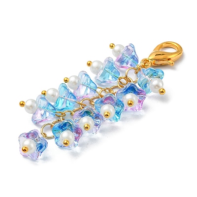 Trumpet Flower Glass Pendant Decorations HJEW-YW0001-02E-1