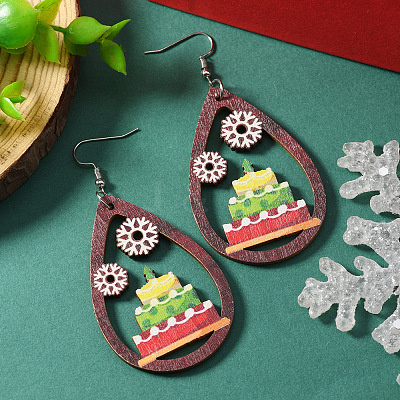 Easter Iron Wood Dangle Earrings WGB6572-01-1