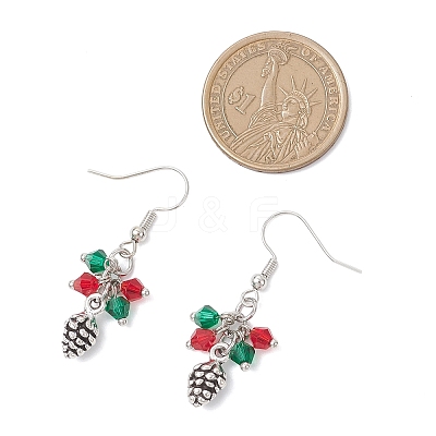 Brass Glass Dangle Earrings EJEW-JE06636-1