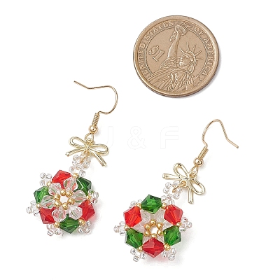 Stainless Steel Glass Snowflake Dangle Earrings EJEW-MZ00604-1