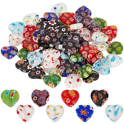 80Pcs 8 Style Handmade Millefiori Lampwork Beads Strands LAMP-SC0001-20-1