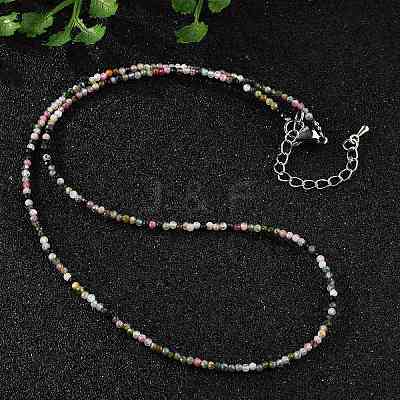 Natural Multicolor Tourmaline Beaded Necklaces NJEW-JN02492-08-1
