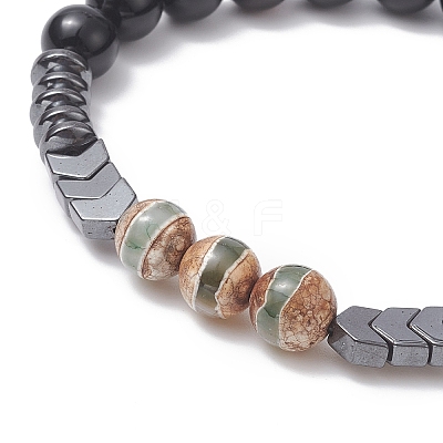 Dyed Natural & Synthetic Mixed Gemstone Arrow Beaded Strech Bracelet for Women BJEW-JB09364-1