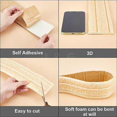 1Pc PVC Foam 3D Self-Adhesive Waterproof Wallpaper Border PAAG-CP0001-01E-1