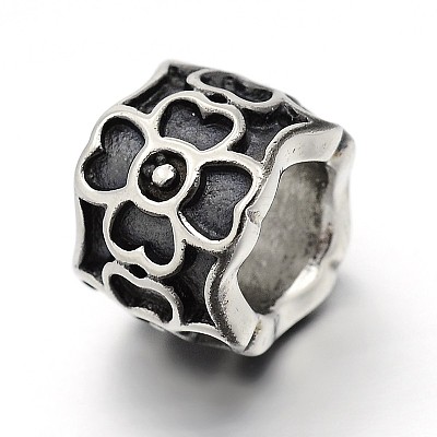 Mixed Styles Retro 304 Stainless Steel Big Hole Column Beads STAS-E086-32AS-1