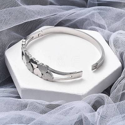 304 Stainless Steel Hinged Bangles for Women BJEW-A011-19P-1
