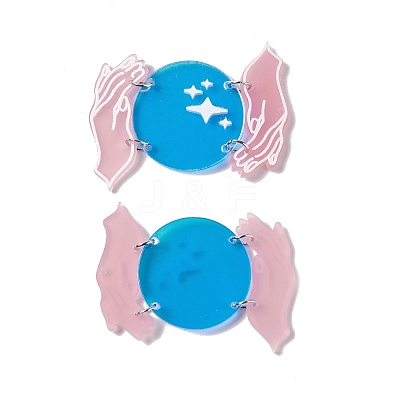 Opaque Acrylic with Iron Rings Big Pendants SACR-G023-B08-1