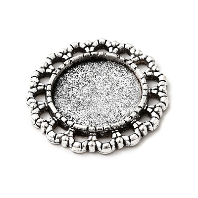 Tibetan Style Alloy Pendant Cabochon Settings TIBEP-N003-73AS-1