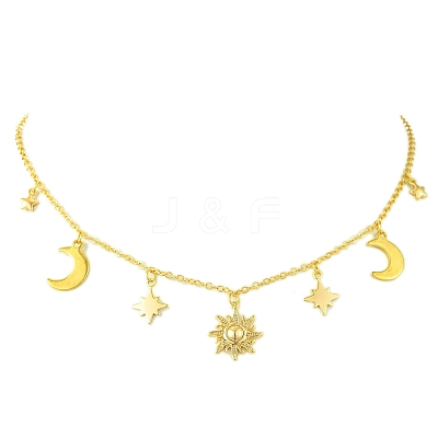 Moon & Star & Sun Brass Pendant Necklaces X1-NJEW-TA00164-1