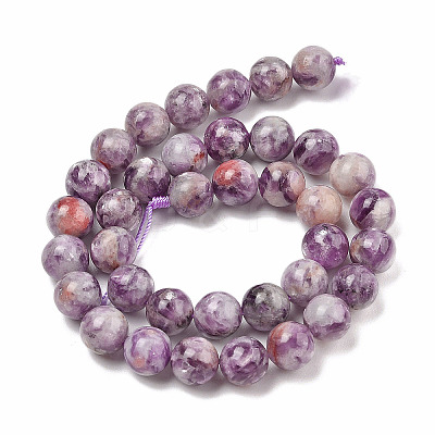 Natural Lepidolite/Purple Mica Stone Beads Strands G-G160-A01-02-1