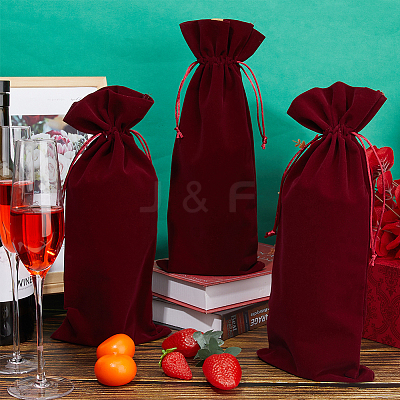 4Pcs Velvet Wine Bottle Packing Pouches ABAG-BBC0001-13B-1