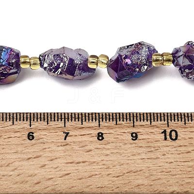 Electroplated Raw Rough Natural Amethyst Beads Strands G-Z131-J02-13-1
