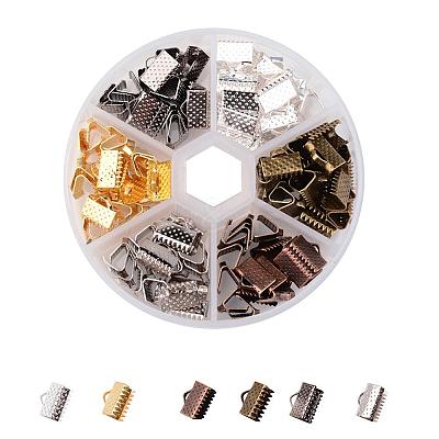 1Box 120PCS 6 Colors Iron Ribbon Crimp Ends IFIN-X0019-B-1