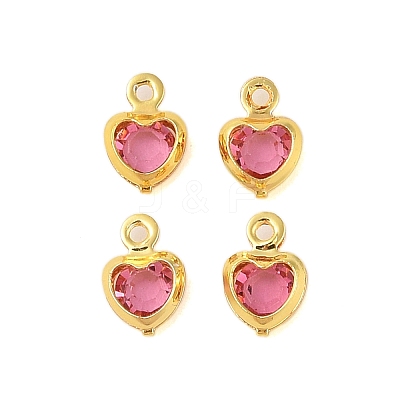 Heart Rack Plating Brass Glass Pendants KK-S385-01G-03-1