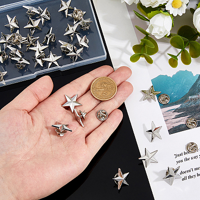 30Pcs Zinc Alloy Star Brooches FIND-FH0011-52P-1