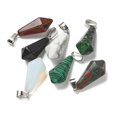 Natural & Synthetic Gemstone Pointed Pendants G-B127-15P-1
