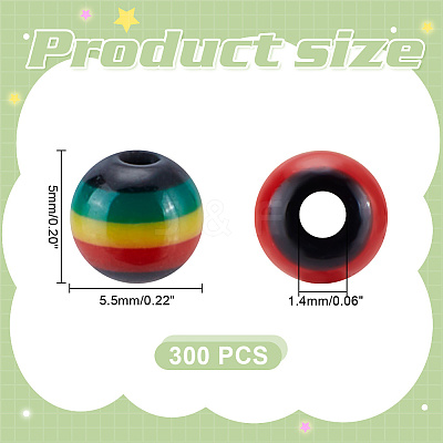 Opaque Resin Stripe Beads RESI-HY0001-31A-1