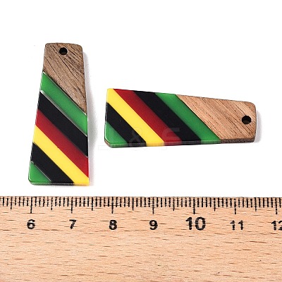Jamaican Colour Epoxy Resin & Walnut Wood Pendants RESI-N039-122M-1