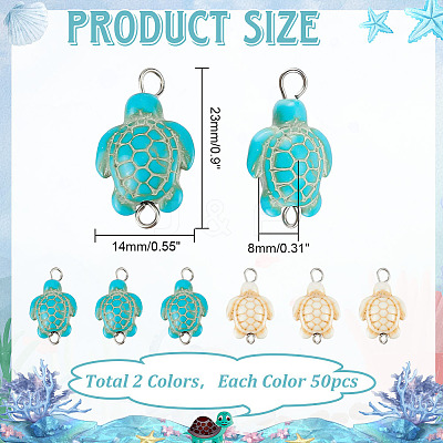 100Pcs 2 Colors Dyed Synthetic Turquoise Connector Charms PALLOY-AB00150-1