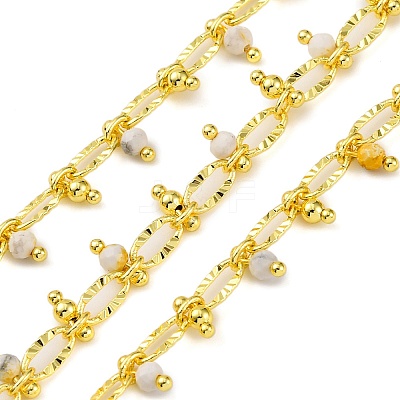 Handmade Faceted Natural Howlite Beaded Chains CHC-L050-01G-01-1